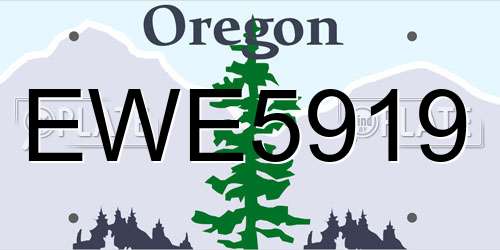 EWE5919 Oregon License Plate