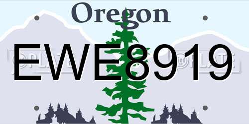 EWE8919 Oregon License Plate