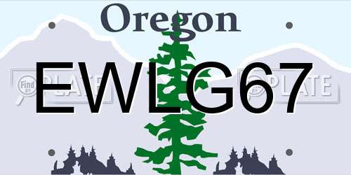 EWLG67 Oregon License Plate