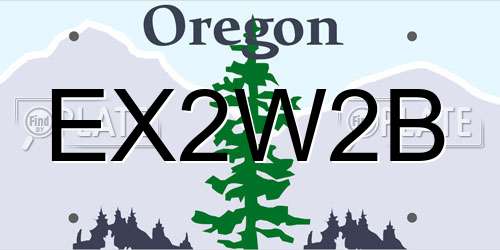 EX2W2B Oregon License Plate