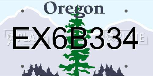 EX6B334 Oregon License Plate