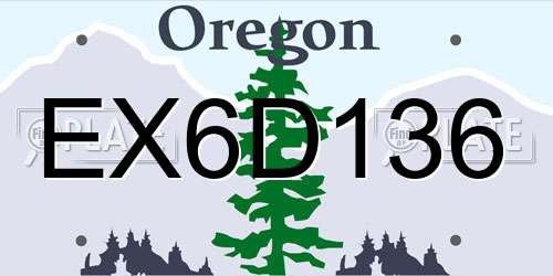 EX6D136 Oregon License Plate
