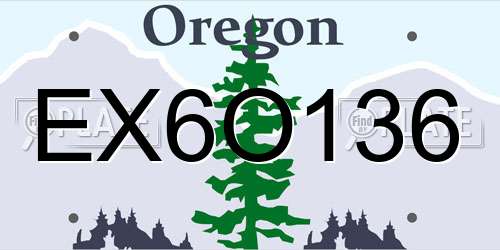 EX6O136 Oregon License Plate