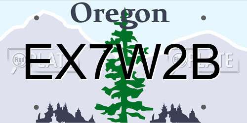 EX7W2B Oregon License Plate