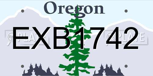 EXB1742 Oregon License Plate