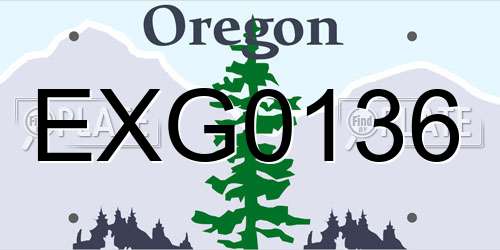 EXG0136 Oregon License Plate