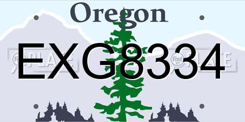 EXG8334 Oregon License Plate