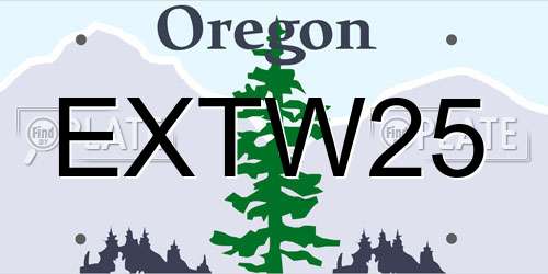 EXTW25 Oregon License Plate