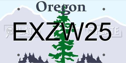 EXZW25 Oregon License Plate