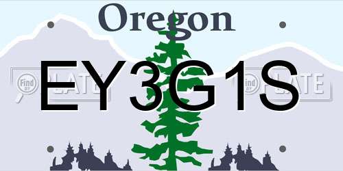 EY3G1S Oregon License Plate
