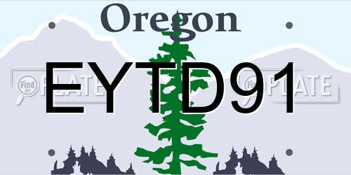 EYTD91 Oregon License Plate