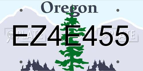 EZ4E455 Oregon License Plate