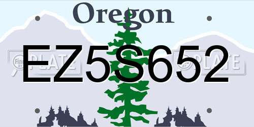 EZ5S652 Oregon License Plate