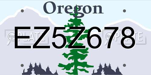 EZ5Z678 Oregon License Plate