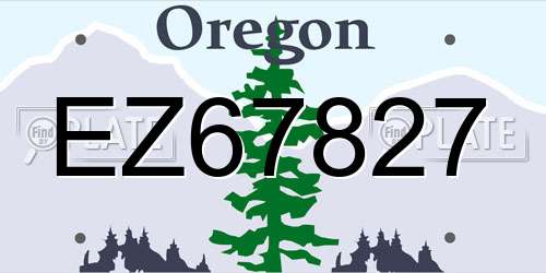 EZ67827 Oregon License Plate