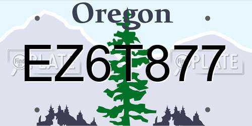 EZ6T877 Oregon License Plate