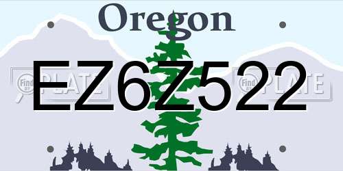 EZ6Z522 Oregon License Plate