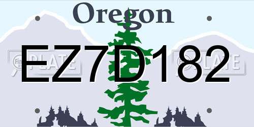 EZ7D182 Oregon License Plate