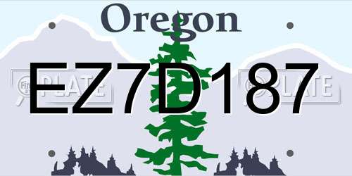 EZ7D187 Oregon License Plate