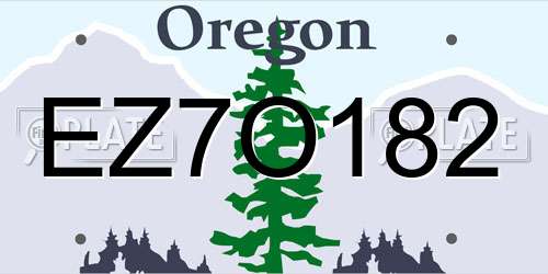 EZ7O182 Oregon License Plate