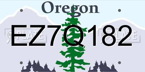 EZ7Q182 Oregon License Plate
