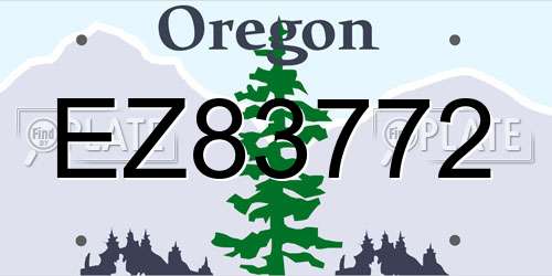 EZ83772 Oregon License Plate