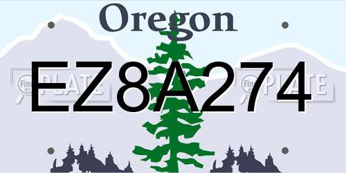 EZ8A274 Oregon License Plate