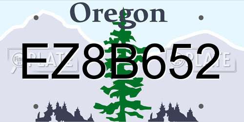 EZ8B652 Oregon License Plate