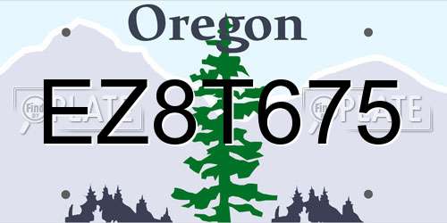 EZ8T675 Oregon License Plate