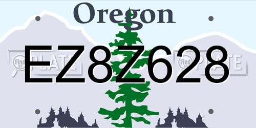 EZ8Z628 Oregon License Plate