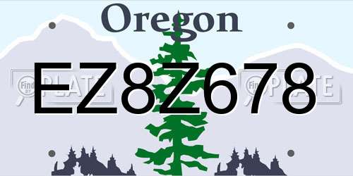 EZ8Z678 Oregon License Plate
