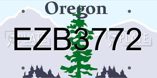 EZB3772 Oregon License Plate