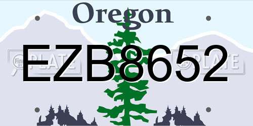 EZB8652 Oregon License Plate