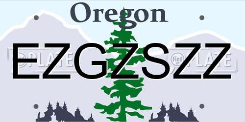 EZGZSZZ Oregon License Plate