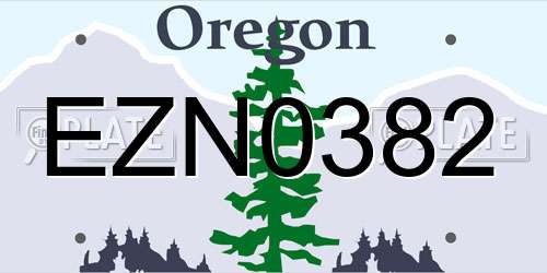EZN0382 Oregon License Plate