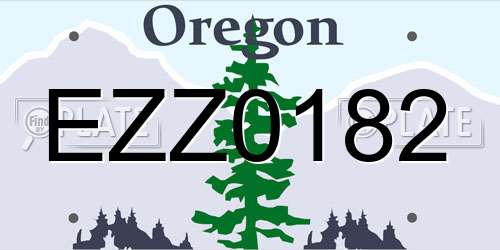 EZZ0182 Oregon License Plate