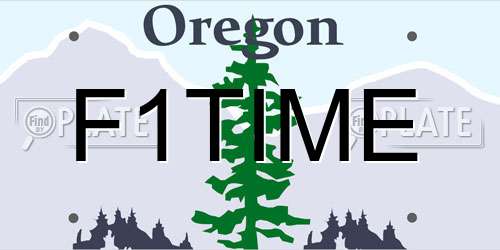 F1TIME Oregon License Plate