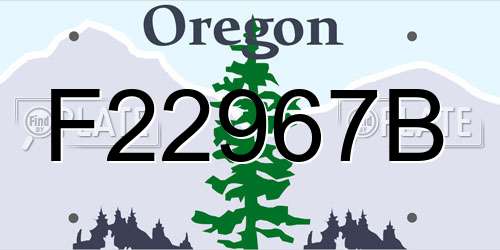 F22967B Oregon License Plate