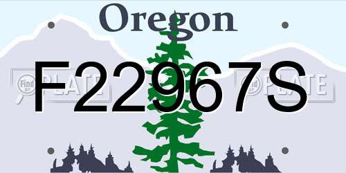 F22967S Oregon License Plate