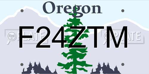 F24ZTM Oregon License Plate