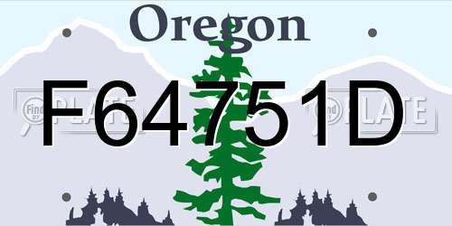 F64751D Oregon License Plate