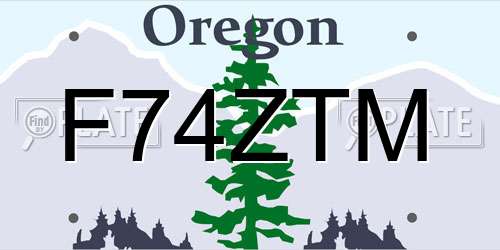 F74ZTM Oregon License Plate