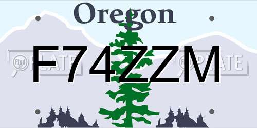 F74ZZM Oregon License Plate