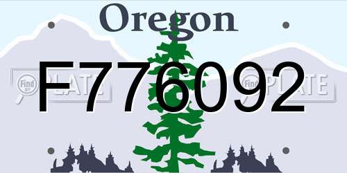 F776092 Oregon License Plate
