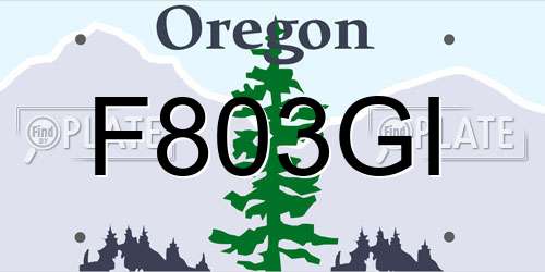 F803GI Oregon License Plate