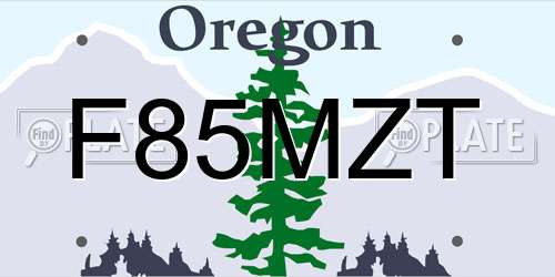 F85MZT Oregon License Plate