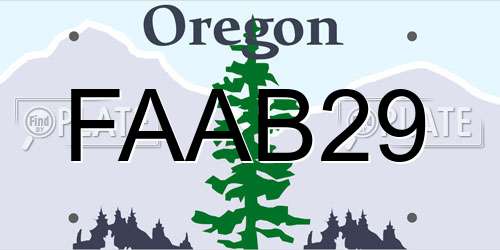 FAAB29 Oregon License Plate