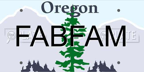 FABFAM Oregon License Plate