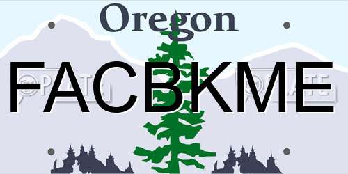 FACBKME Oregon License Plate