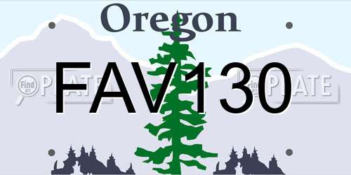 FAV130 Oregon License Plate